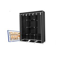 Portable Easy-to-Assemble Dustproof Wardrobe For Bedroom and Card Case - Black