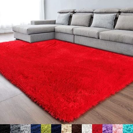 Fluffy Carpets Rug Red 200 X 150cm, Red Fluffy Rug