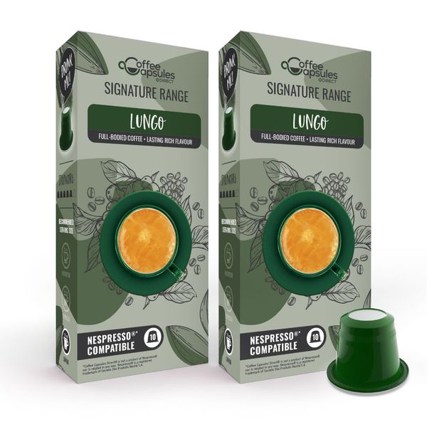 Lungo 20 Coffee Capsules for Nespresso &amp; Caffeluxe