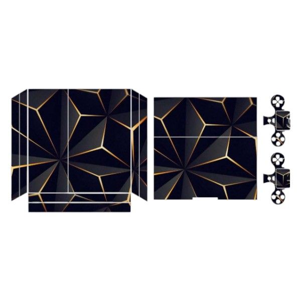 4 Piece-Geometric Design PS4 Console &amp;Remote Cover With Precision Cut-Black