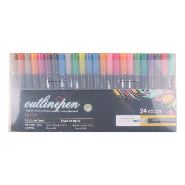 24 Color Double Line Pen Metallic Highlighter English