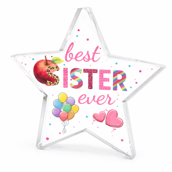 Best Sister Ever Star Acrylic Ornament - Colourful Gift for Sisters