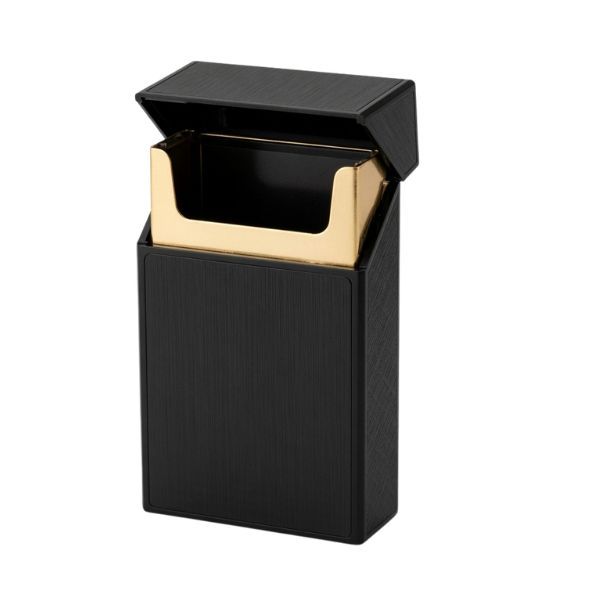 20 Cigarette Case Holder Black Slim Metal Case