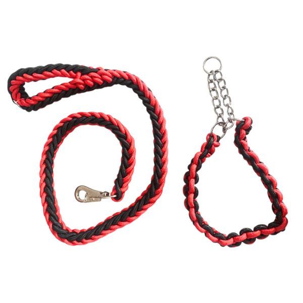 Quickfit Strong Rope Dog Collar and Leash Set - Durable &amp; Adjustable