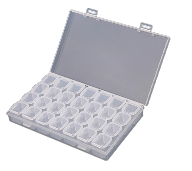 28 Grid Transparent Nail Bead Container Box Jewelry Storage Case 2 Packs