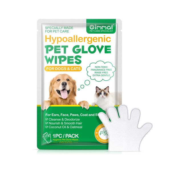 Oimmal Hypoallergenic Pet Cleaning Glove Wipes