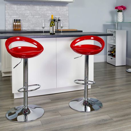 Bar Stools Kitchen Breakfast Chairs Set of 2 Maroon Colour