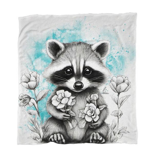 Pink Baby Racoon Minky Blanket By Nathan Pieterse