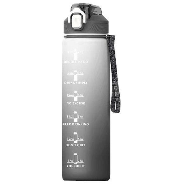 Sports Water Bottle with Straw &amp; Time Marker - Leakproof BPA Free - 32oz