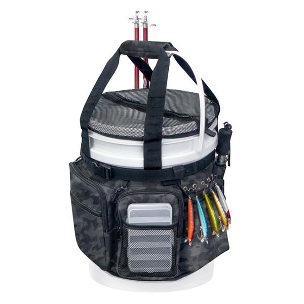 Multi-Pocket Bucket-Style Fishing Tackle Bag, Portable &amp; Wear-Resistant