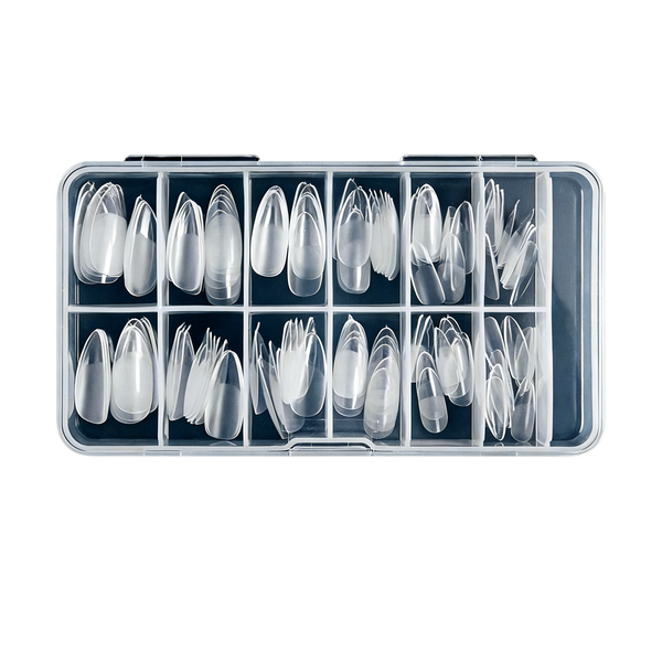 240 Pieces /Box Almond Shaped Fake Nails - Semi - Transparent 12 Sizes