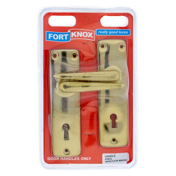 FORT KNOX Door Handle Only Brass Plated Handle