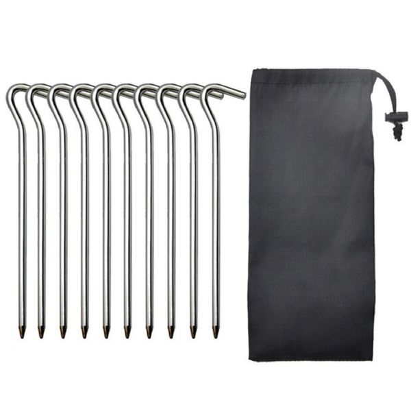 Camping Multifunctional 10Piece Tent Peg With Portable Storage Bag (18x3cm)