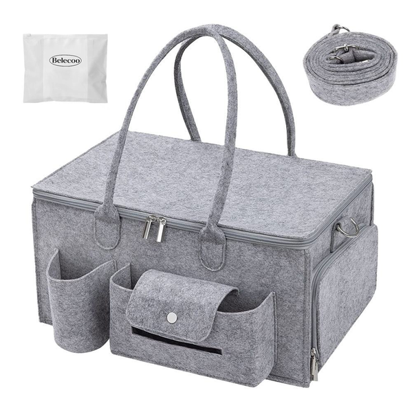 Baby Diaper Caddy Organizer with Lid - Foldable Large Diaper Bag