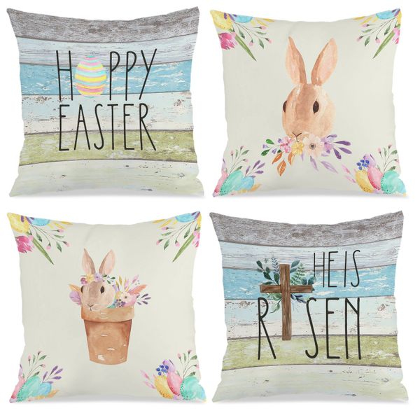 Farmhouse Easter Pillows Cushion Cover, 45x45cm Soft Bed Pillow Covers