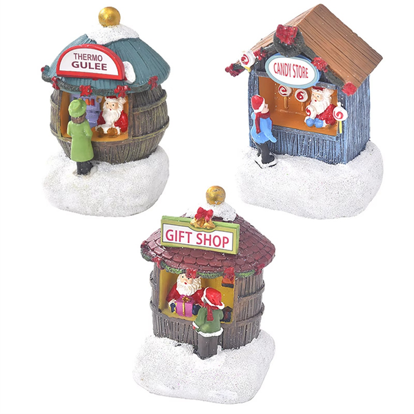 3 Pcs Christmas Glowing House Scene Claus Holiday House Xmas Ornament