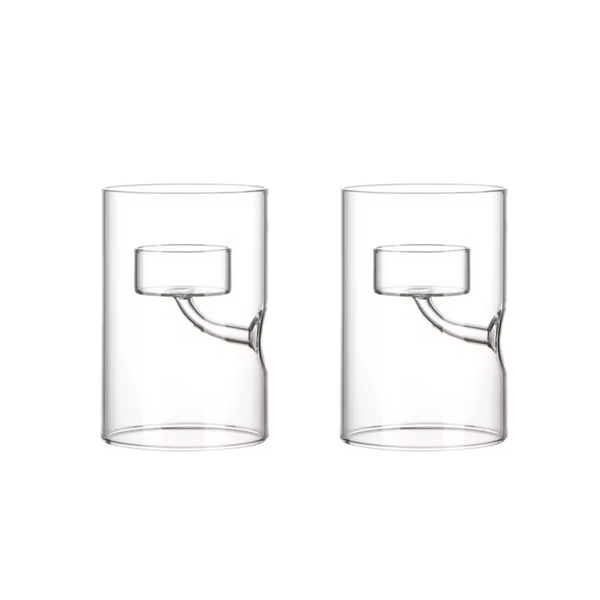 Set of 2 Glass Floating Tealight Candle Holders - Triple Holders