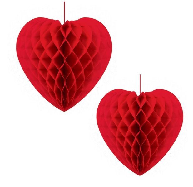 Party Honeycomb Hearts 2 Piece - 4 Pack