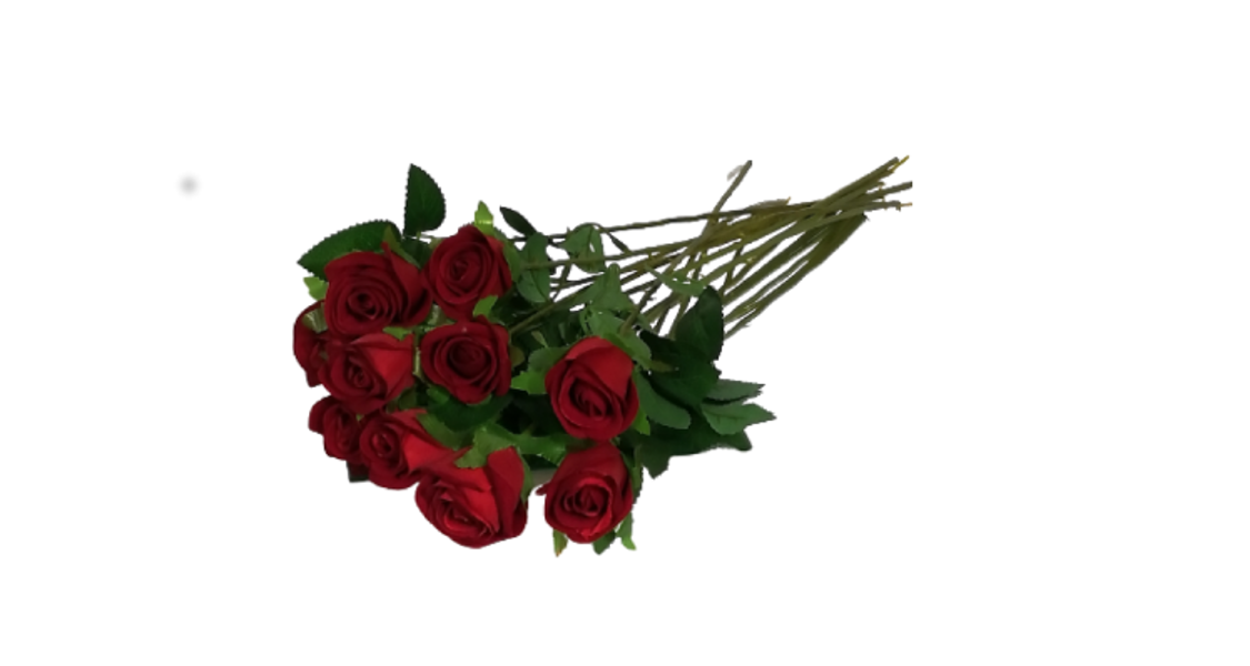Flexy Bouquet Artificial Red Rose Flower Fake Silk Roses with Stem Set