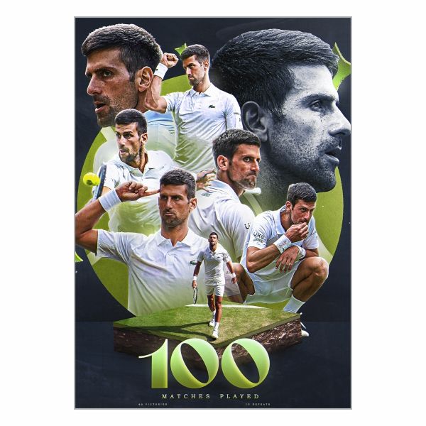 Novak Djokovic Wimbledon 100 Matches - A1 Poster