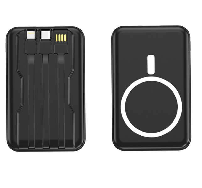 20000mAh Magnetic Power Bank with 3 Cable 20W PD Fast Charging-Black