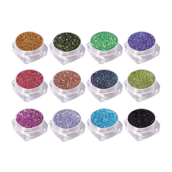 12 color nail laser powder, super bright rainbow DIY mirror nail powder