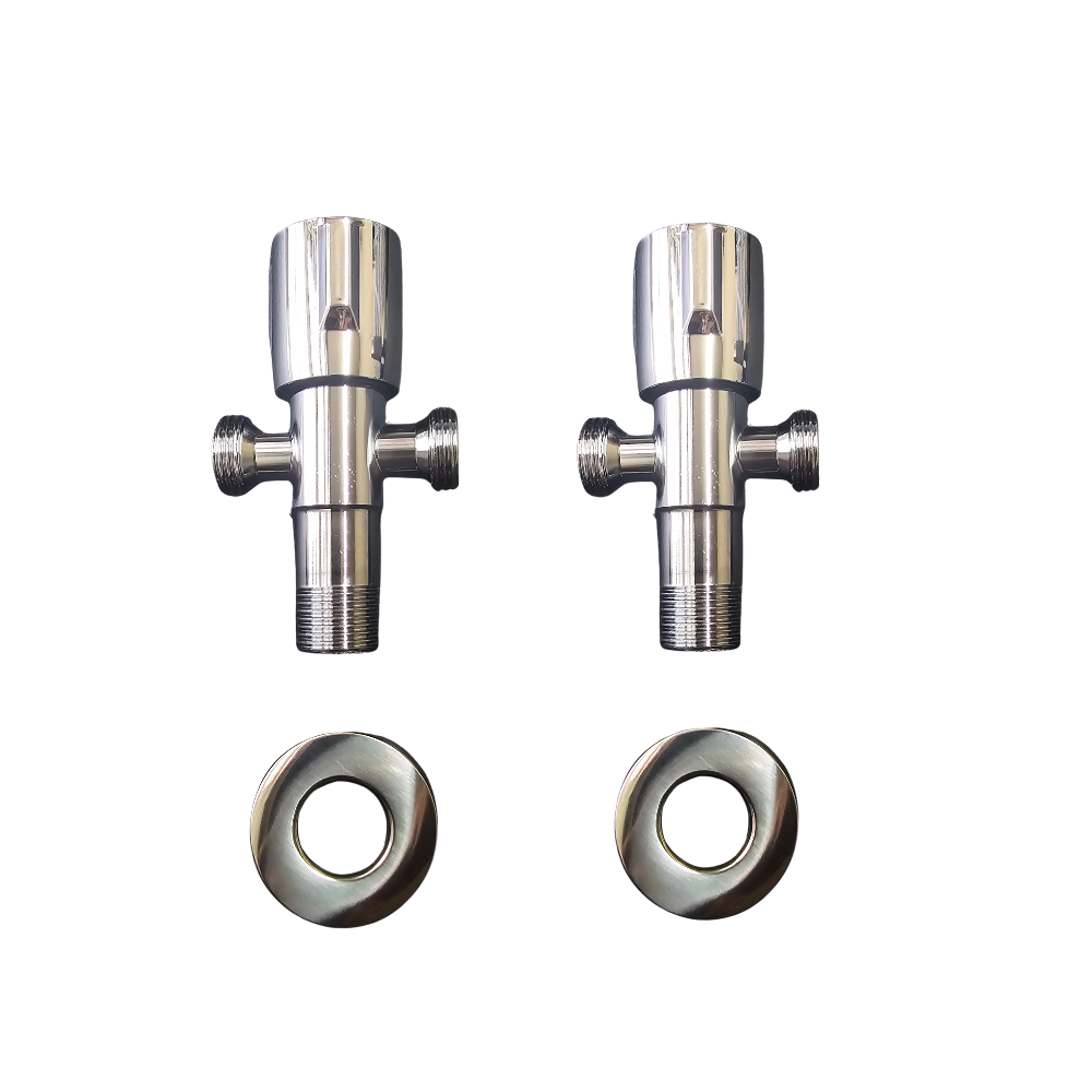 High End 1/4 Chrome Angle Valve Set of 2 - Double Outlet