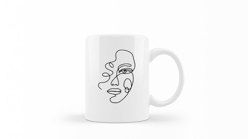 Designer Line Art Coffee Mug - Beauty 7