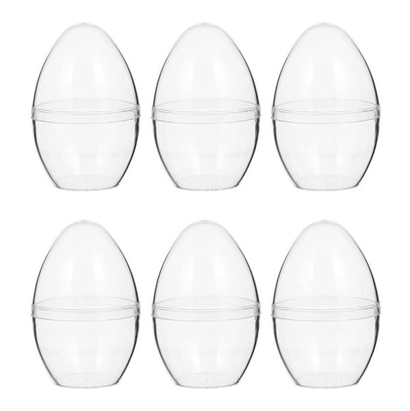 Plastic Fillable Large Transparent Easter Hunt Eggs 15cm x 10cm (Set of 6)