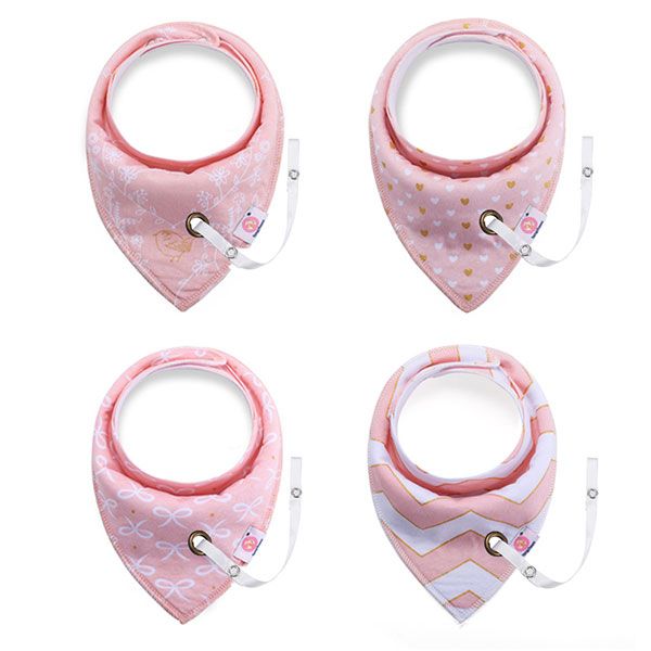 Set of four Baby Bibs with Dummy Holder Playful Pink Buy Online in