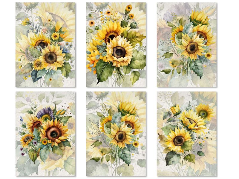 Greeting Cards: Watercolour Sunflowers (6-Pack)