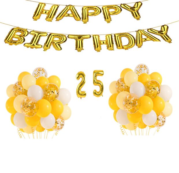 Yellow and Gold Balloon Set 25 years