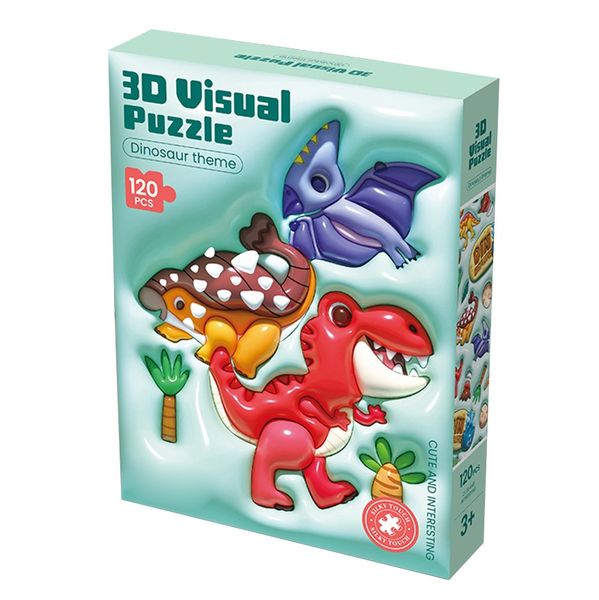 PlayfullMario: Dinosaur 3D Visual Puzzle Dinosaur Theme (120 Piece)