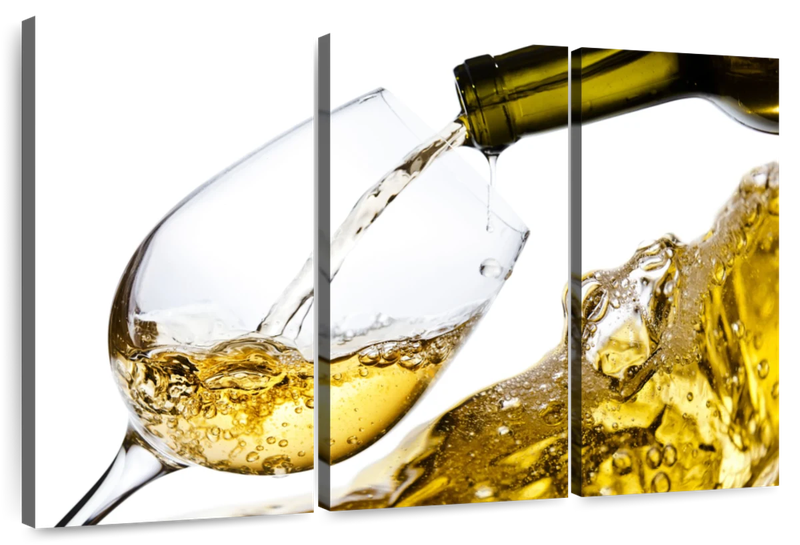 Canvas Art - White Wine Splash 3 Piece Canvas Wall Art Living Bedroom Decor
