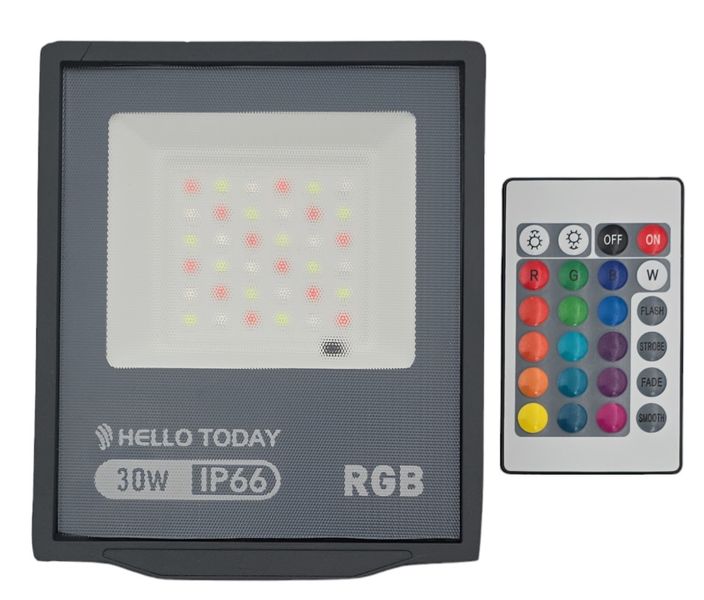 Hello Today RGB LED Flood Light With Remote 30W