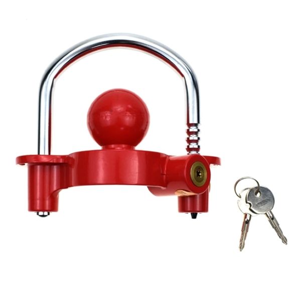 Automotive Trailer Hitch Anti-Theft Protection Lock - Red