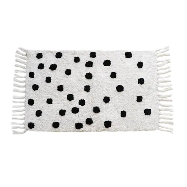 Polkadot Pompom 100% Cotton Bathmat