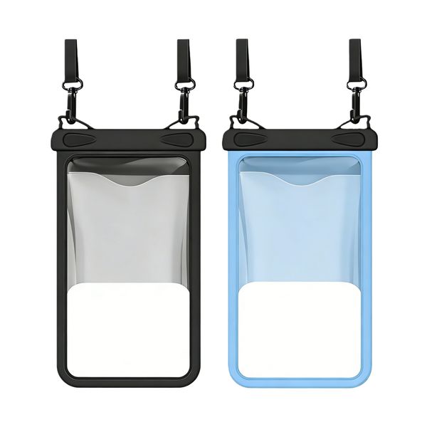 Kingdushi 2 Pack Large IPX8 Waterproof Phone Case, Double Hook, 8.9in