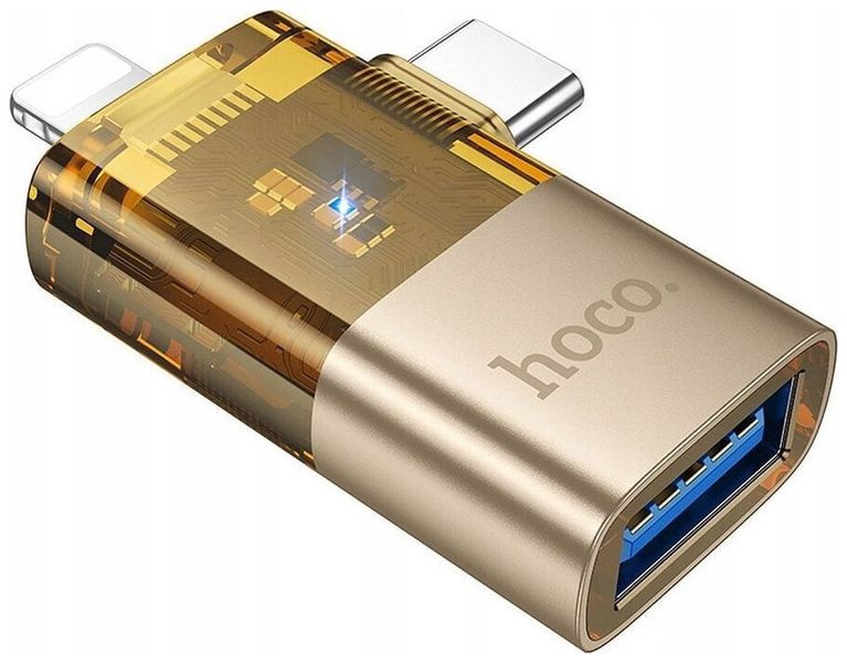 2 in1 Data Transfer OTG USB2.0 Female Compatible With IP/USB-C Male-HocoA36