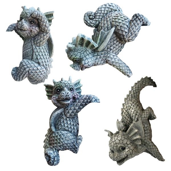 Home Garden Decor Ornamental Hanging Dragon Set of 4 - 8cm
