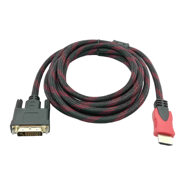 High Quality Transmission DVI-I To HDMI Connector Cable - 3M -Black And Red