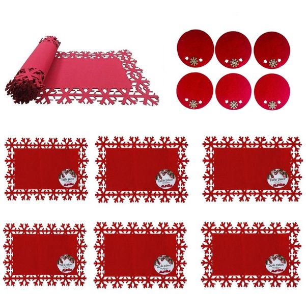 Christmas Red Felt Table Decoration - 13 Piece Set