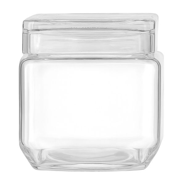 Square Canister With Glass Cover - Transparent