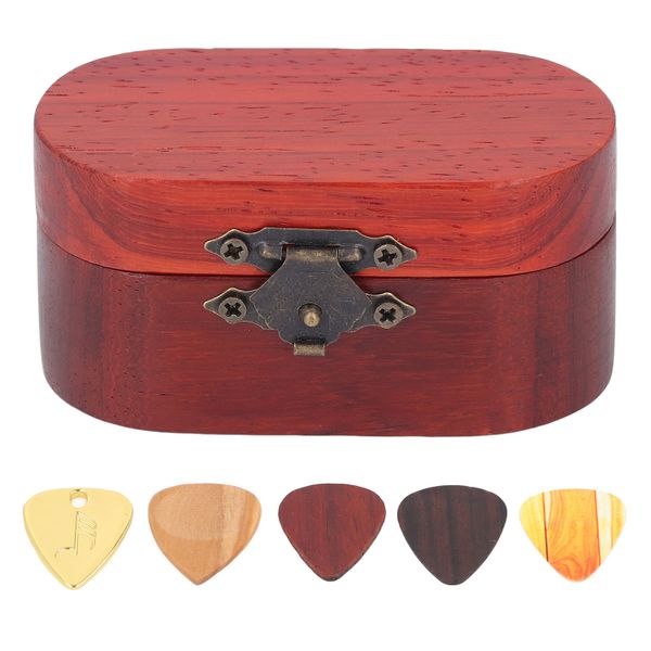 Rosewood Guitar Pick Box Set With 5 Pieces Picks