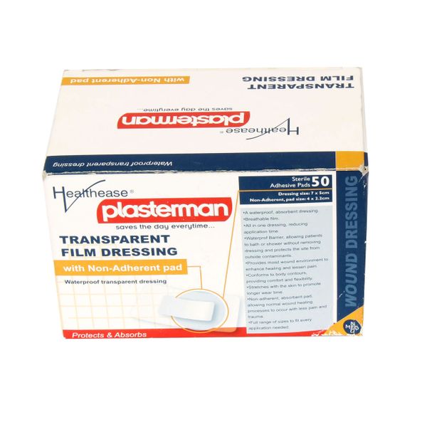 Waterproof Transparent Wound Dressing with Non Adherent Pad - 7x5cm