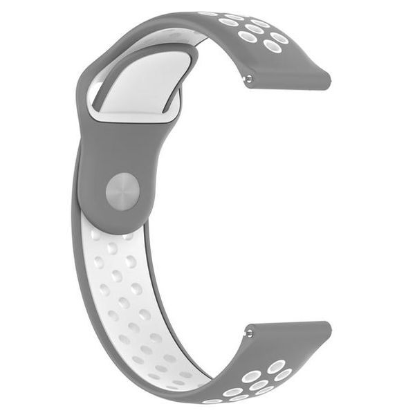 20mm Silicone Double Button Watch Strap - Grey &amp; White