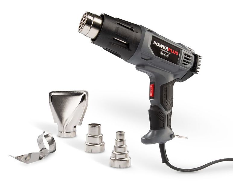 Power Plus - 1600w Heat Gun + Nozzles - Grey
