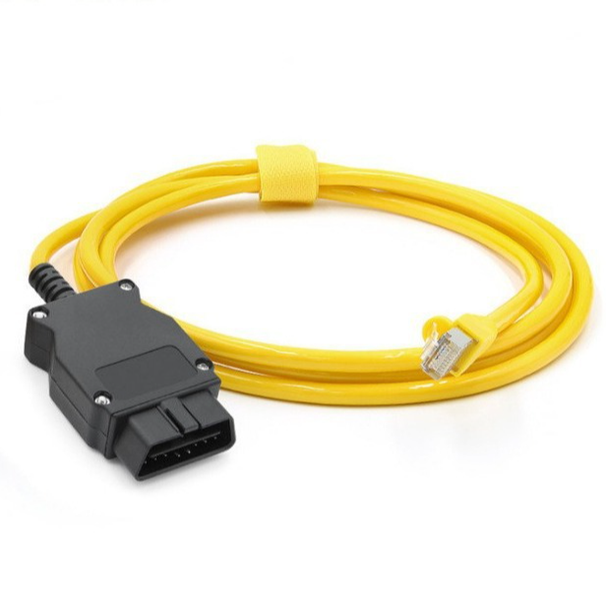 BMW F Series ENET Programming Cable: Yellow Ethernet to OBD Connector
