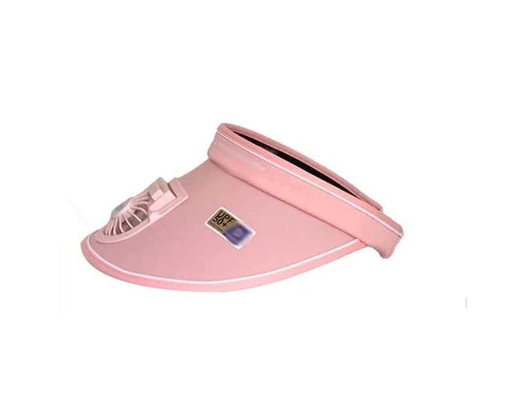 Pink Summer Visor Women Beach Hat 3-Speed Regulation Electric Fan
