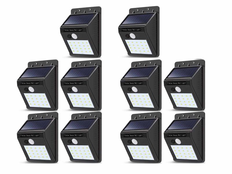 10 Piece LED Solar Wall Light